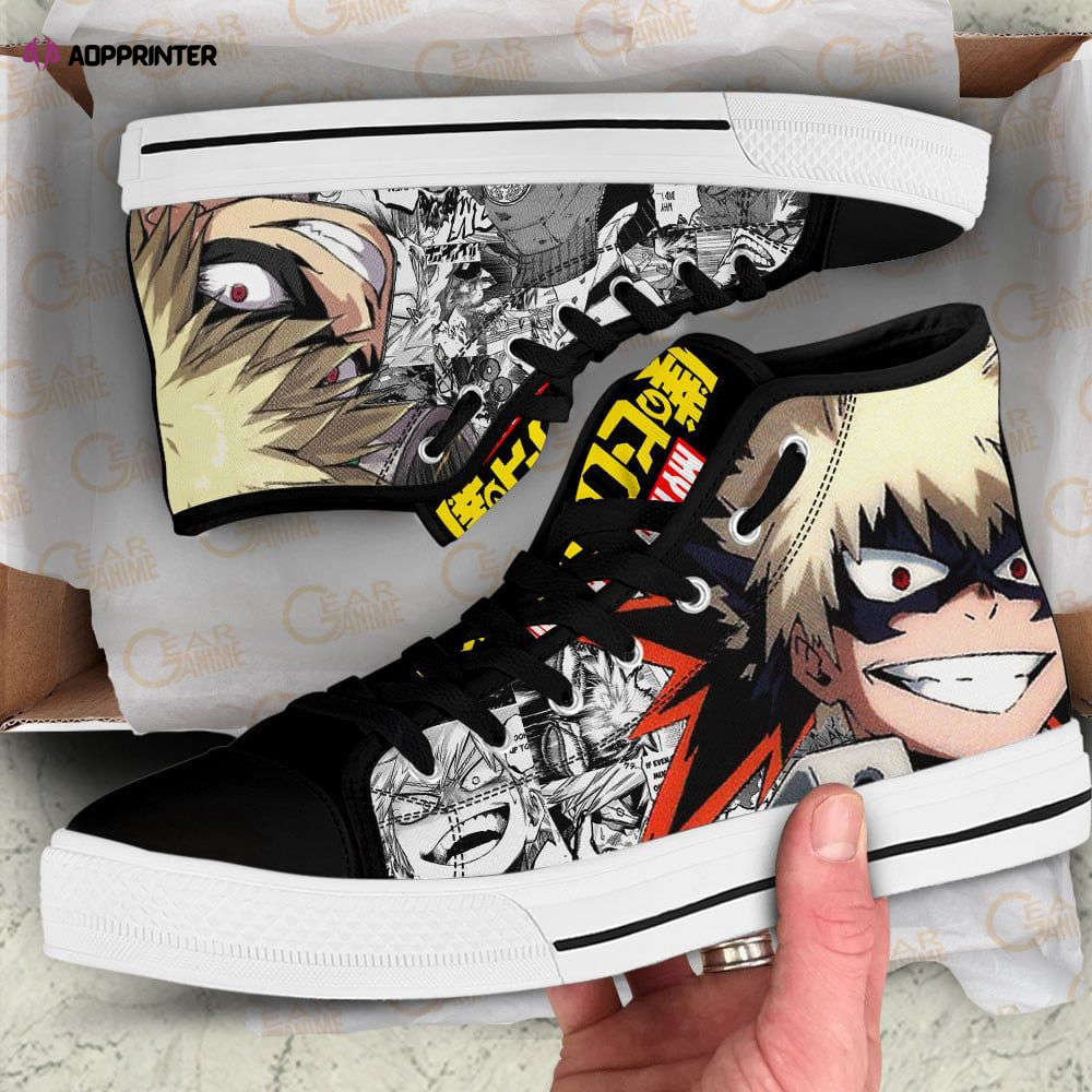 Katsuki Bakugo High Top Shoes Custom My Hero Academia Anime For Fans Katsuki Bakugo High Top Shoes Custom My Hero Academia Anime For Fans