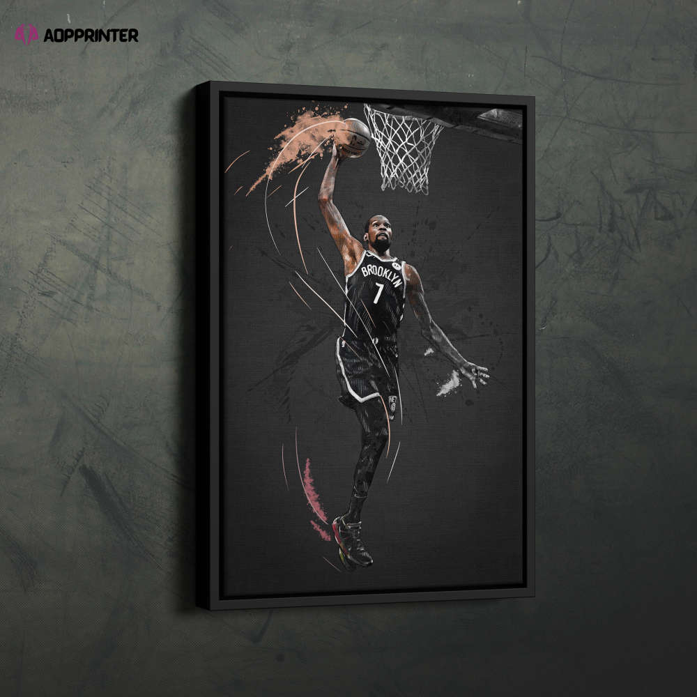 Kevin Durant Art Dunk Brooklyn Nets NBA Wall Art Home Decor Hand Made Poster Canvas Print Kevin Durant Art Dunk Brooklyn Nets NBA Wall Art Home Decor Hand Made Poster Canvas Print