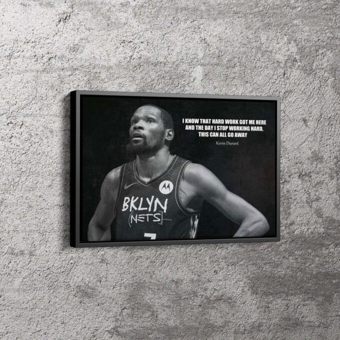 Kevin Durant Quote Poster Brooklyn Nets Canvas Unique Design Wall Art Print Hand Made Ready to Hang Custom Design