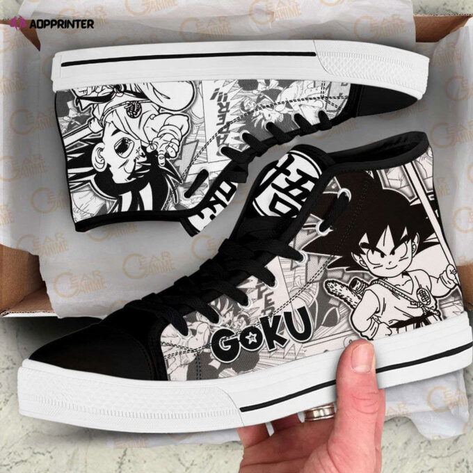 Kid Goku High Top Canvas Shoes Custom Dragon Ball Manga For Fans