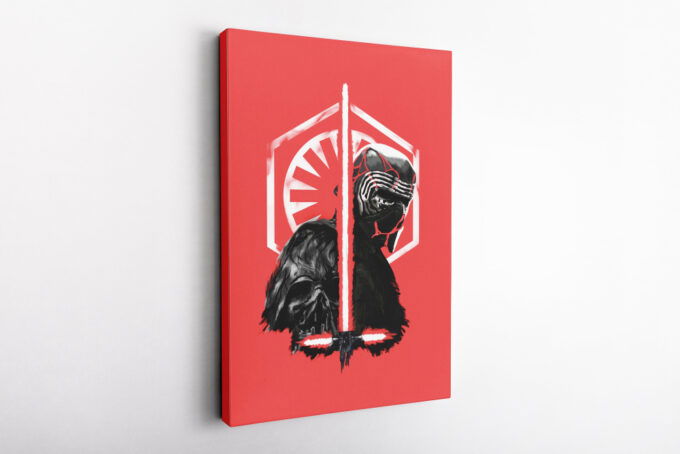 Kylo Ren Star Wars Red Background Face Canvas Unique Design Wall Art Print Hand Made Ready to Hang Custom Design
