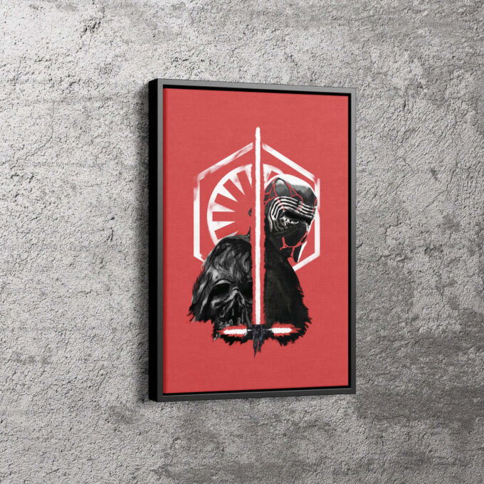 Kylo Ren Star Wars Red Background Face Canvas Unique Design Wall Art Print Hand Made Ready to Hang Custom Design