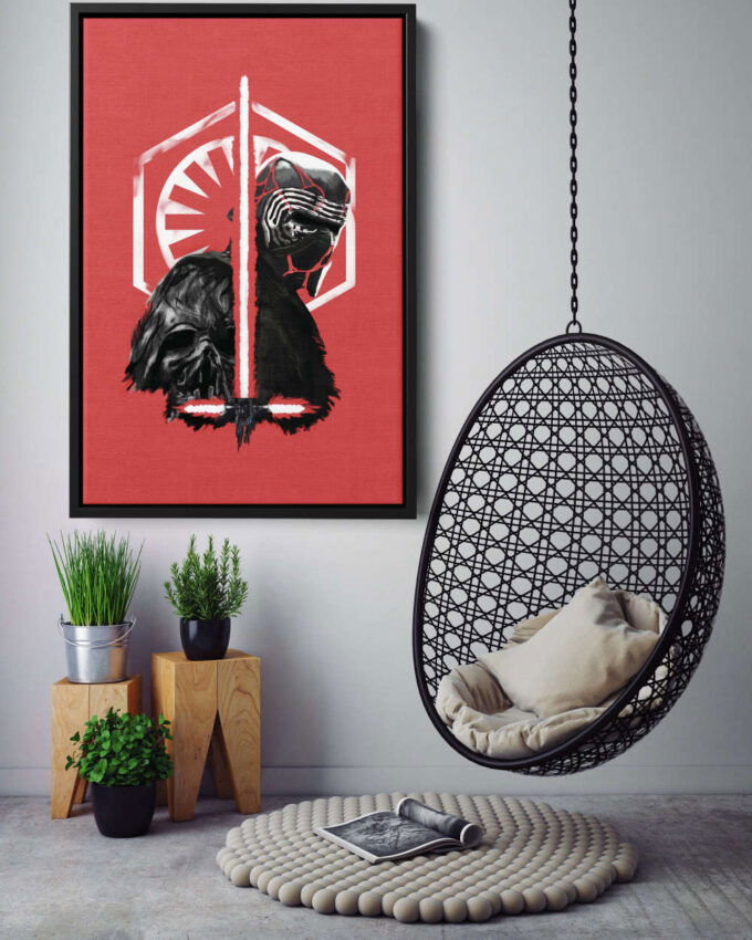 Kylo Ren Star Wars Red Background Face Canvas Unique Design Wall Art Print Hand Made Ready to Hang Custom Design