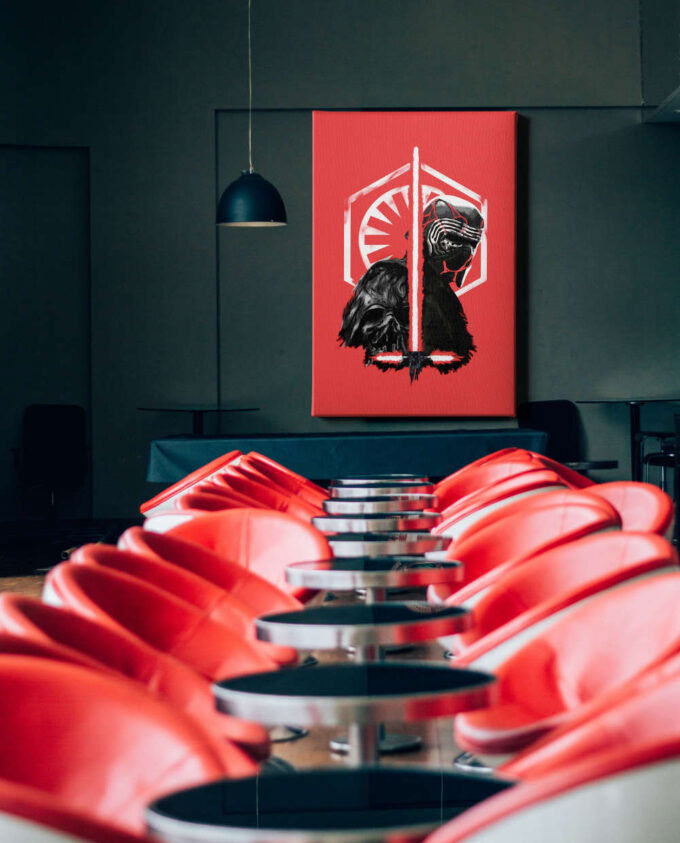 Kylo Ren Star Wars Red Background Face Canvas Unique Design Wall Art Print Hand Made Ready to Hang Custom Design