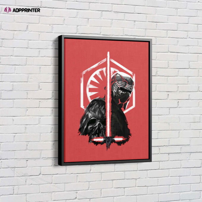 Kylo Ren Star Wars Red Background Face Canvas Unique Design Wall Art Print Hand Made Ready to Hang Custom Design