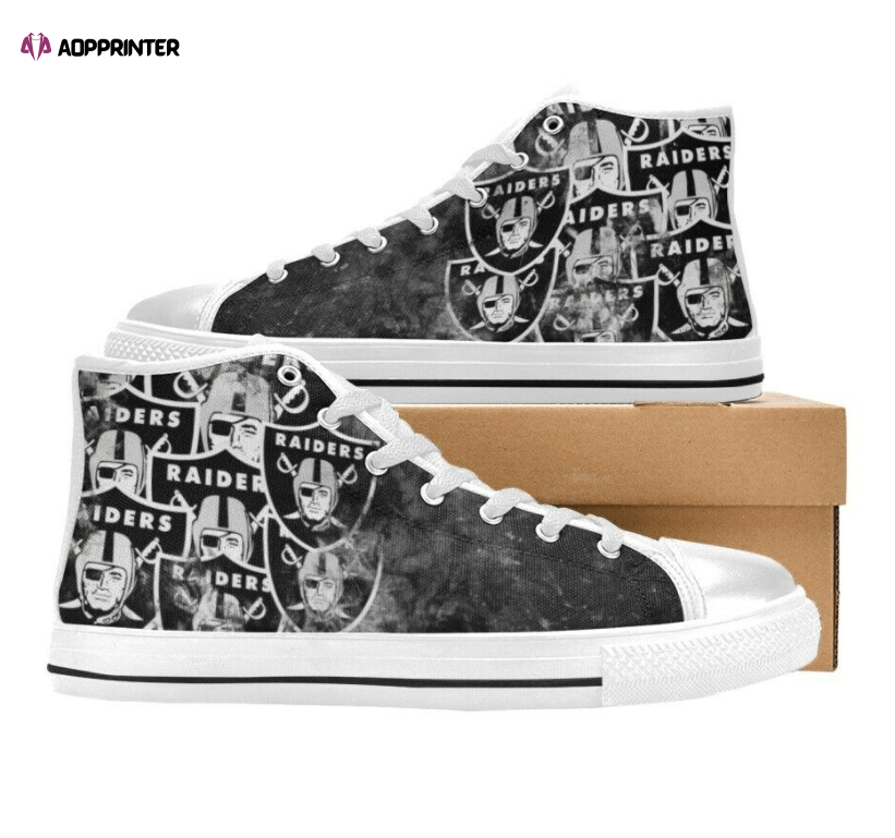 Las Vegas Raiders NFL Custom Canvas High Top Shoes Las Vegas Raiders NFL Custom Canvas High Top Shoes