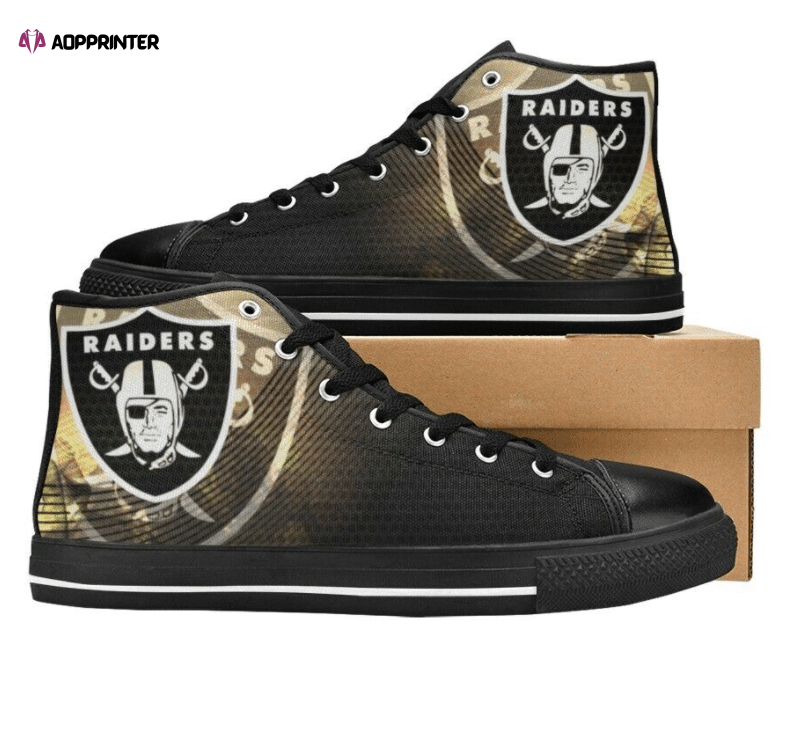 Las Vegas Raiders NFL Custom Canvas High Top Shoes Las Vegas Raiders NFL Custom Canvas High Top Shoes