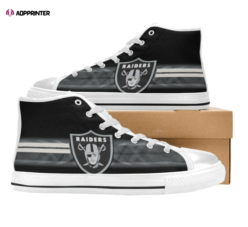 Las Vegas Raiders NFL Custom Canvas High Top Shoes Las Vegas Raiders NFL Custom Canvas High Top Shoes