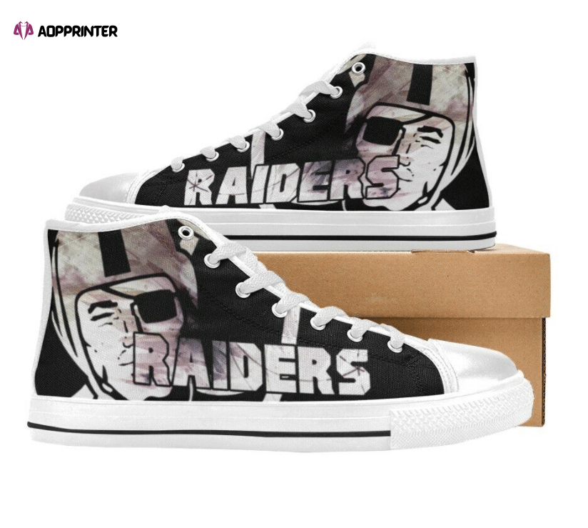 Las Vegas Raiders NFL Custom Canvas High Top Shoes Las Vegas Raiders NFL Custom Canvas High Top Shoes