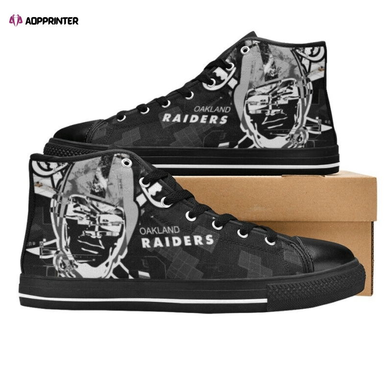 Las Vegas Raiders NFL Custom Canvas High Top Shoes Las Vegas Raiders NFL Custom Canvas High Top Shoes