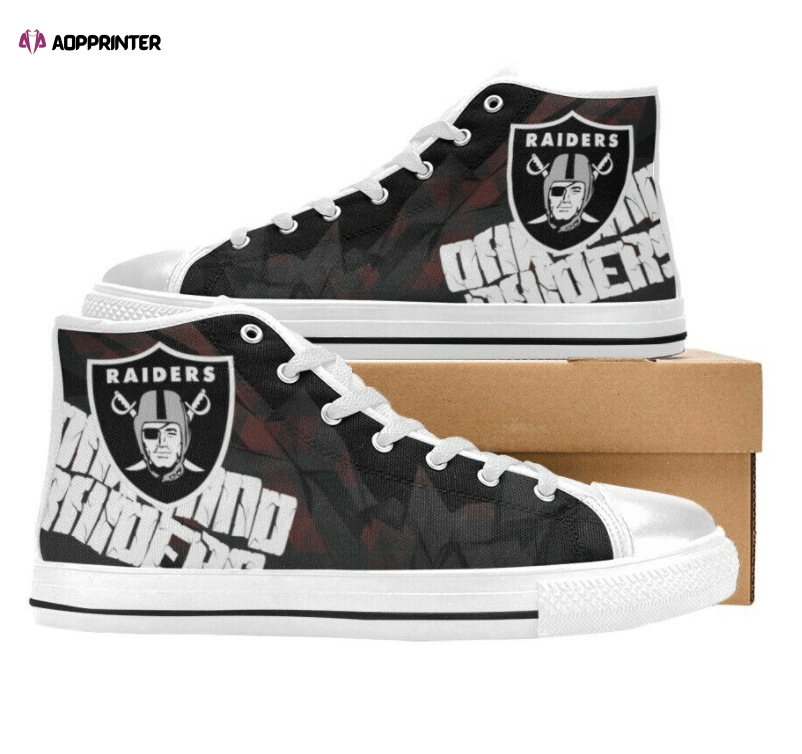 Las Vegas Raiders NFL Custom Canvas High Top Shoes Las Vegas Raiders NFL Custom Canvas High Top Shoes