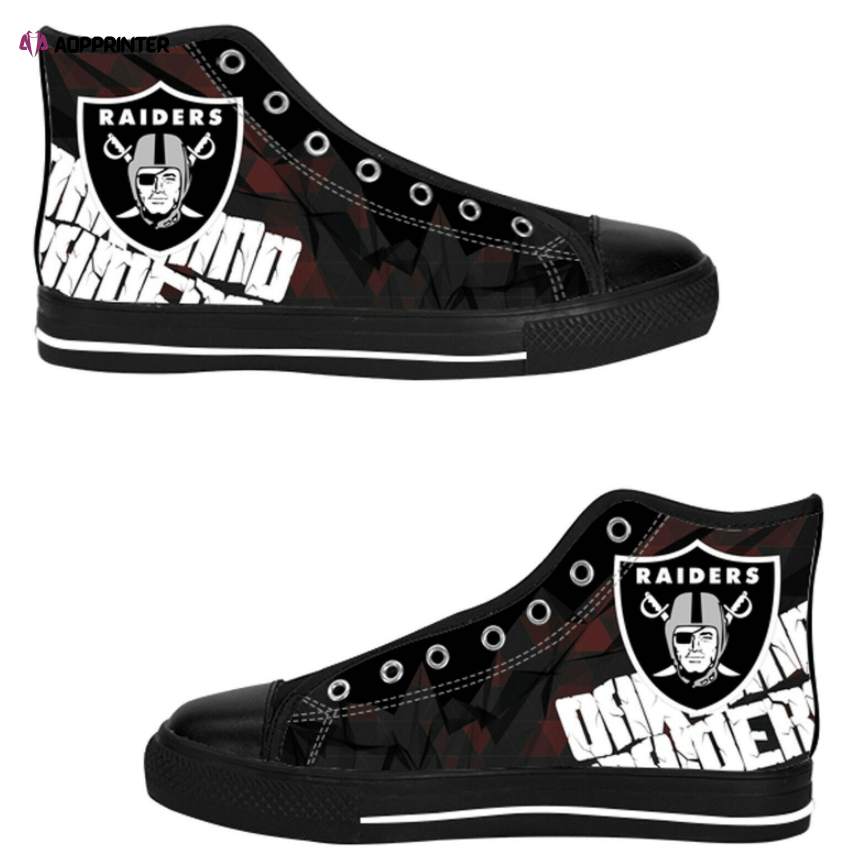 Las Vegas Raiders NFL Custom Canvas High Top Shoes Las Vegas Raiders NFL Custom Canvas High Top Shoes