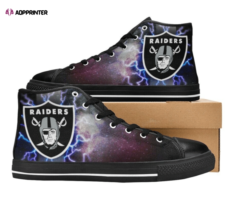 Las Vegas Raiders NFL Custom Canvas High Top Shoes HT1098 Las Vegas Raiders NFL Custom Canvas High Top Shoes HT1098