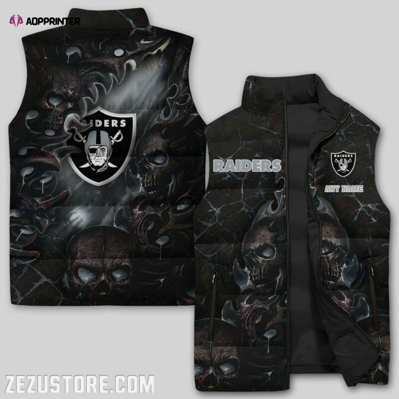 Las Vegas Raiders NFL Sleeveless Puffer Jacket Custom For Fans Gifts Las Vegas Raiders NFL Sleeveless Puffer Jacket Custom For Fans Gifts