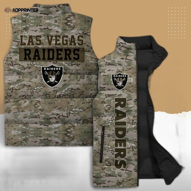 Las Vegas Raiders NFL Sleeveless Puffer Jacket Custom For Fans Gifts Las Vegas Raiders NFL Sleeveless Puffer Jacket Custom For Fans Gifts