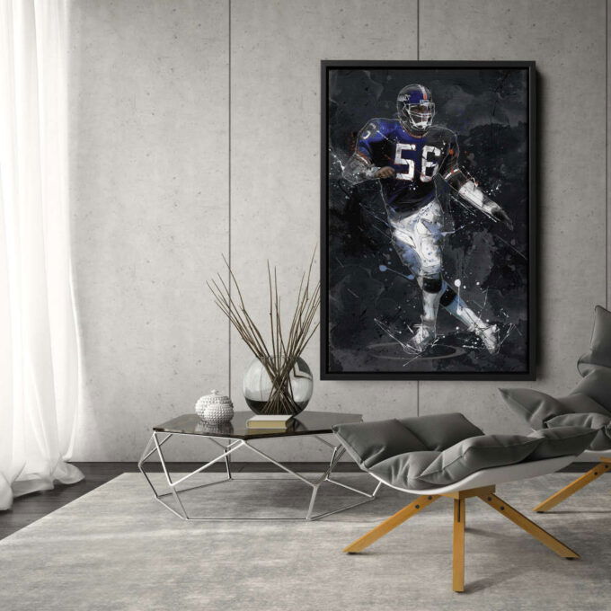 Lawrence Taylor Art New York Giants NFL Canvas Wall Art Home Decor Framed Poster Man Cave Gift