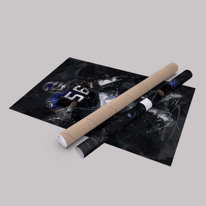Lawrence Taylor Art New York Giants NFL Canvas Wall Art Home Decor Framed Poster Man Cave Gift