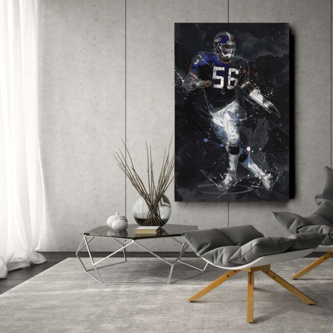 Lawrence Taylor Art New York Giants NFL Canvas Wall Art Home Decor Framed Poster Man Cave Gift