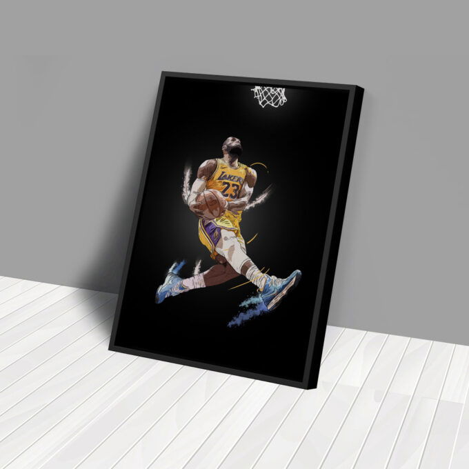 Lebron James Art Dunk Los Angeles Lakers NBA Wall Art Home Decor Hand Made Poster Canvas Print