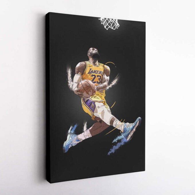 Lebron James Art Dunk Los Angeles Lakers NBA Wall Art Home Decor Hand Made Poster Canvas Print