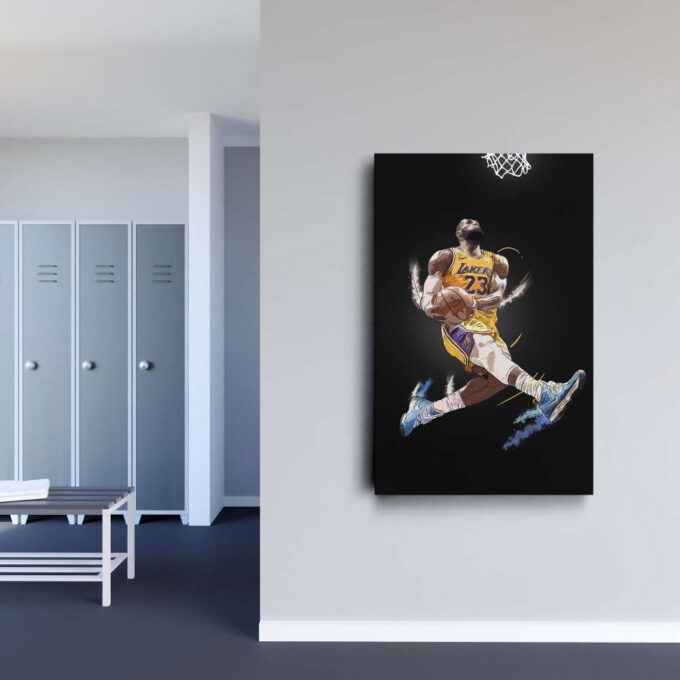 Lebron James Art Dunk Los Angeles Lakers NBA Wall Art Home Decor Hand Made Poster Canvas Print