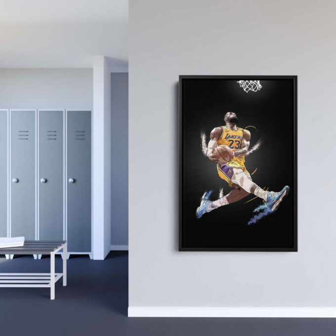 Lebron James Art Dunk Los Angeles Lakers NBA Wall Art Home Decor Hand Made Poster Canvas Print