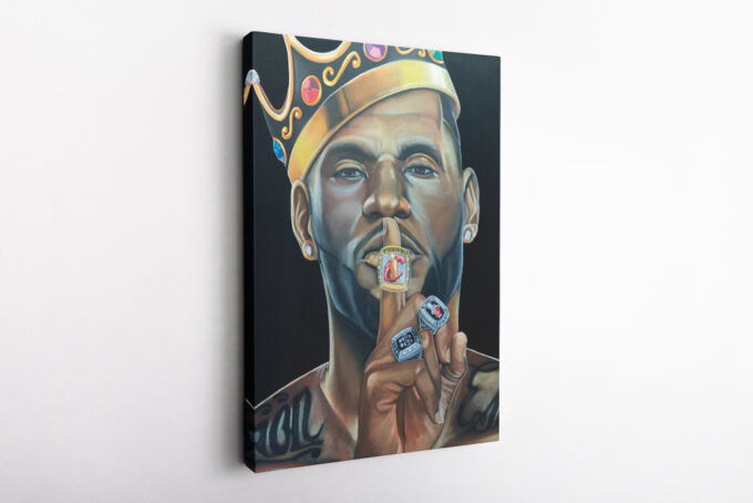 Lebron James Basketball Champion Rings Art Effect Canvas Unique Design Wall Art Print Hand Made Ready to Hang Custom Design