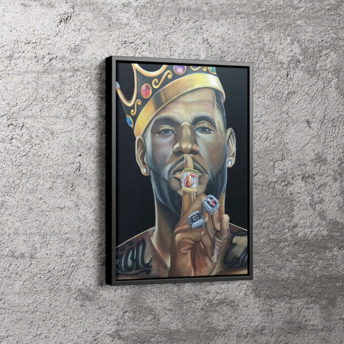 Lebron James Basketball Champion Rings Art Effect Canvas Unique Design Wall Art Print Hand Made Ready to Hang Custom Design