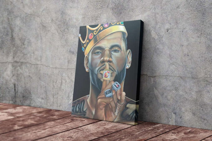 Lebron James Basketball Champion Rings Art Effect Canvas Unique Design Wall Art Print Hand Made Ready to Hang Custom Design