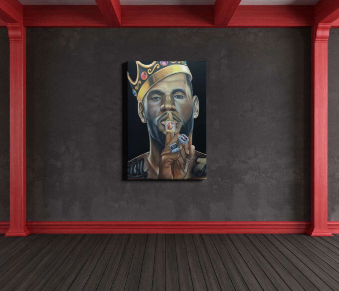 Lebron James Basketball Champion Rings Art Effect Canvas Unique Design Wall Art Print Hand Made Ready to Hang Custom Design