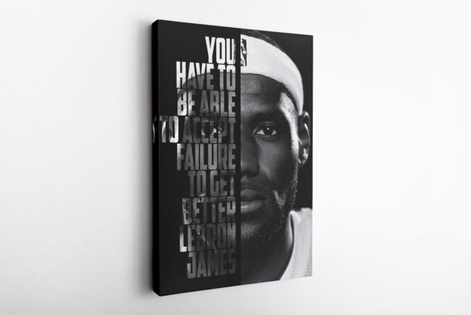 LeBron James Basketball Face Quote  Canvas Unique Design Wall Art Print Hand Made Ready to Hang Custom Design