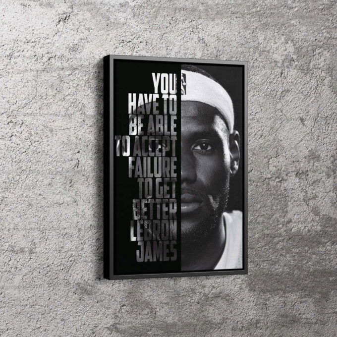 LeBron James Basketball Face Quote  Canvas Unique Design Wall Art Print Hand Made Ready to Hang Custom Design