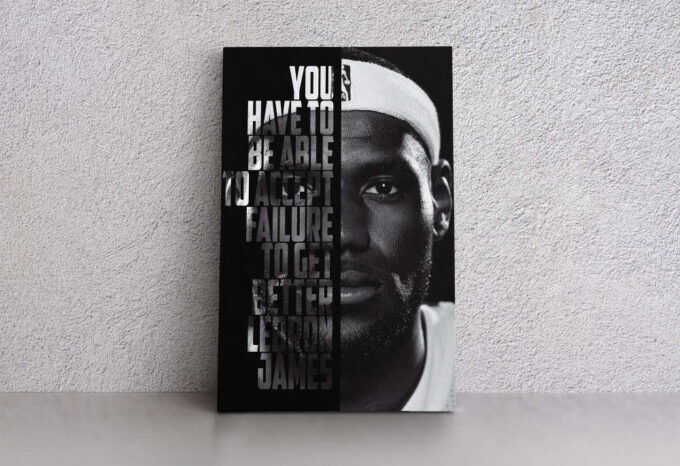 LeBron James Basketball Face Quote  Canvas Unique Design Wall Art Print Hand Made Ready to Hang Custom Design