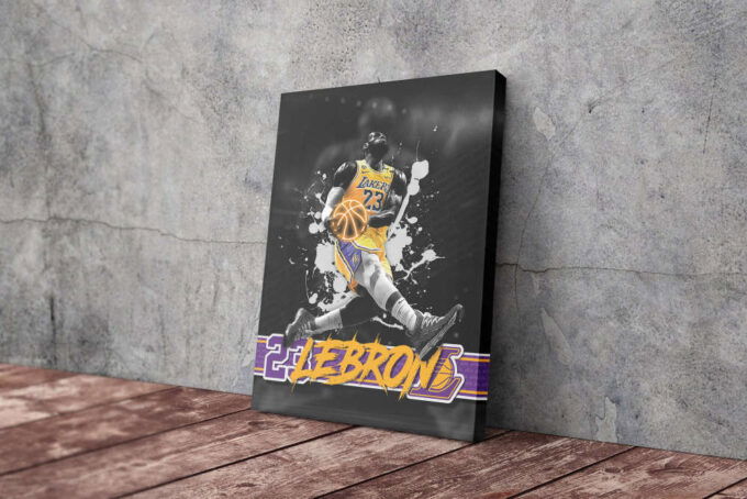 Lebron James Dunk Art Poster Los Angeles Lakers 23 Canvas Unique Design Wall Art Print Hand Made Ready to Hang Custom Design