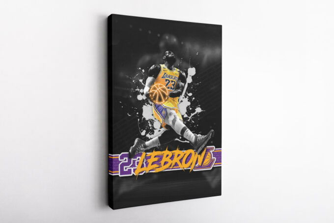 Lebron James Dunk Art Poster Los Angeles Lakers 23 Canvas Unique Design Wall Art Print Hand Made Ready to Hang Custom Design