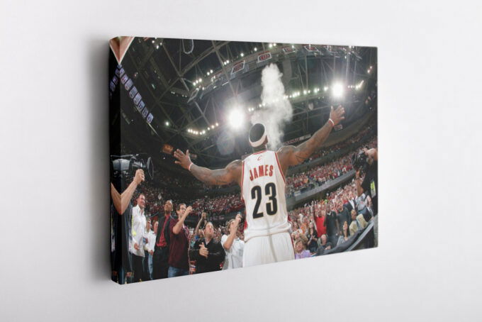 Lebron James Facing Crowd Poster Cleveland Cavaliers Basketball Canvas Unique Design Wall Art Print Hand Made Ready to Hang Custom Design