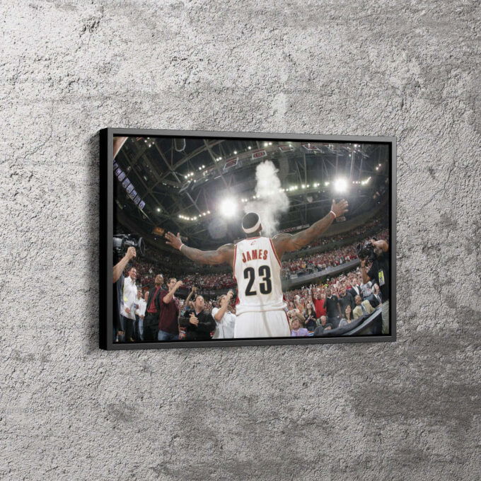 Lebron James Facing Crowd Poster Cleveland Cavaliers Basketball Canvas Unique Design Wall Art Print Hand Made Ready to Hang Custom Design