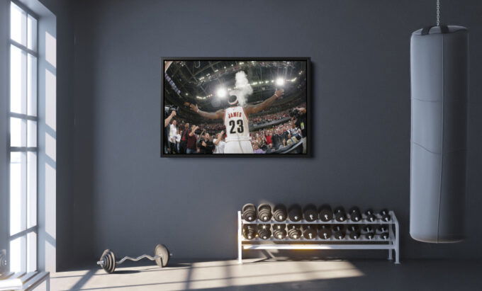 Lebron James Facing Crowd Poster Cleveland Cavaliers Basketball Canvas Unique Design Wall Art Print Hand Made Ready to Hang Custom Design