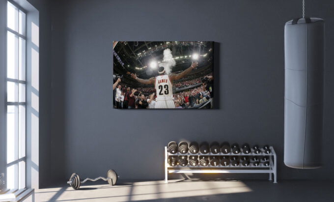 Lebron James Facing Crowd Poster Cleveland Cavaliers Basketball Canvas Unique Design Wall Art Print Hand Made Ready to Hang Custom Design