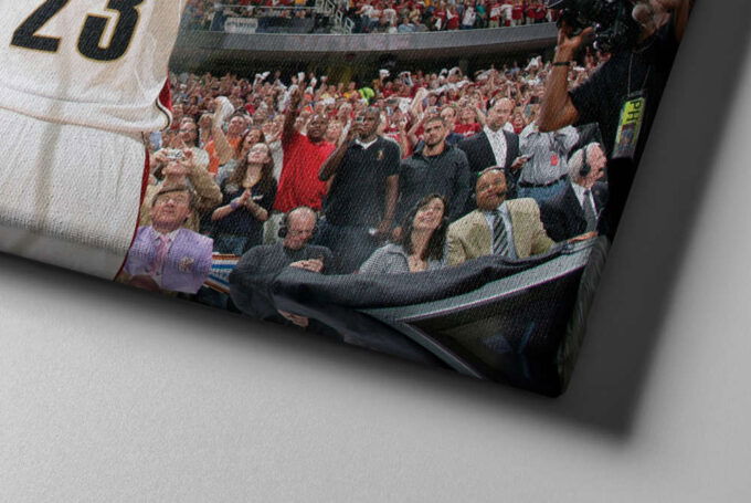 Lebron James Facing Crowd Poster Cleveland Cavaliers Basketball Canvas Unique Design Wall Art Print Hand Made Ready to Hang Custom Design