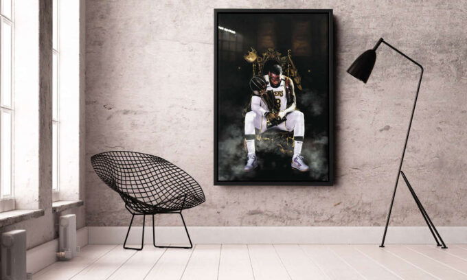 Lebron James King MVP Poster Los Angeles Lakers Canvas Unique Design Wall Art Print Hand Made Ready to Hang Custom Design
