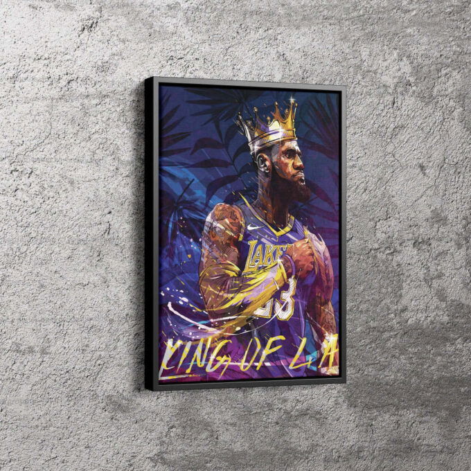 Lebron James King of LA Basketball Canvas Unique Design Wall Art Print Hand Made Ready to Hang Custom Design