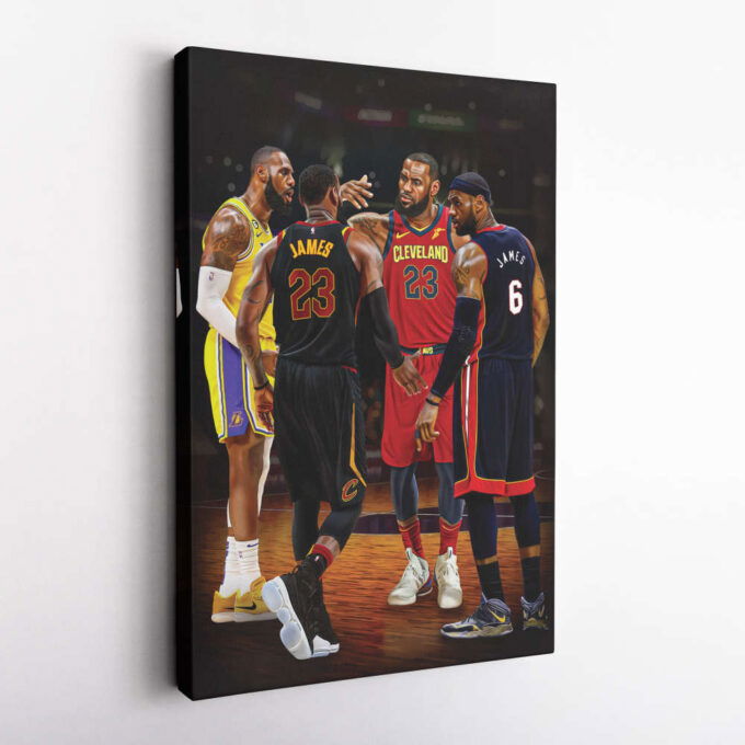 LeBron James Poster Heat Cavaliers Lakers Canvas Unique Design Wall Art Print Hand Made Ready to Hang Custom Design