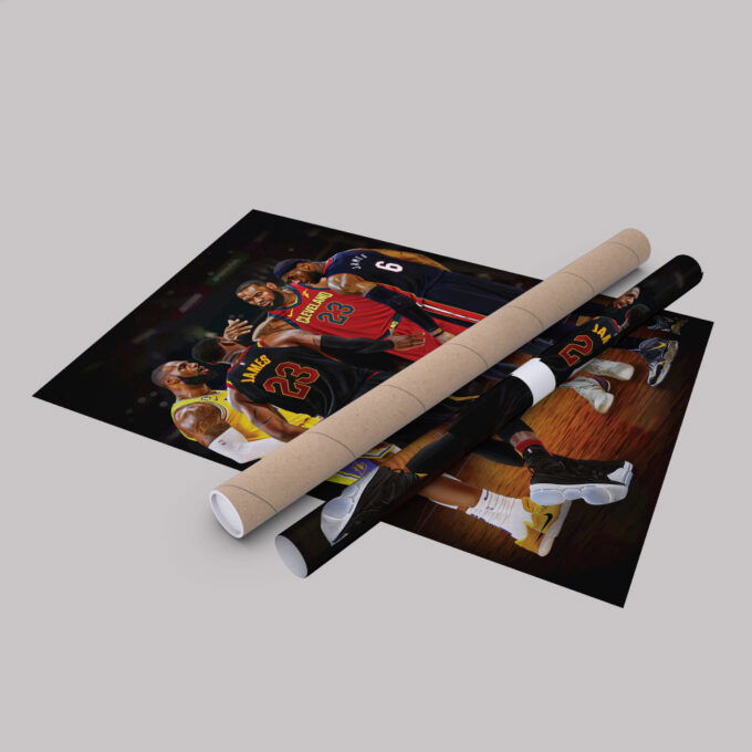 LeBron James Poster Heat Cavaliers Lakers Canvas Unique Design Wall Art Print Hand Made Ready to Hang Custom Design