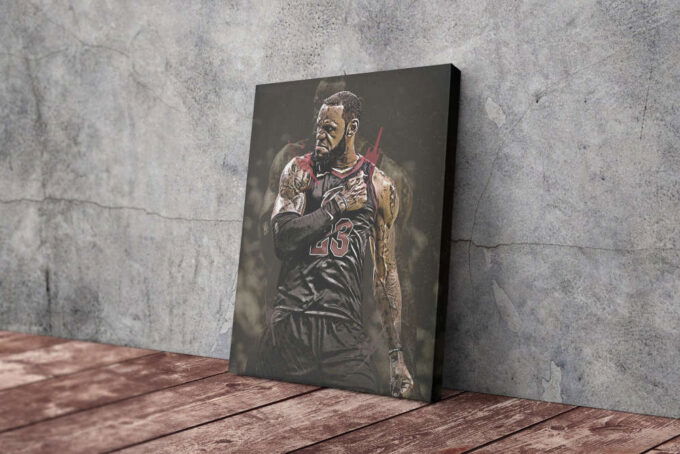Lebron James Poster Painting Cleveland Cavaliers Canvas Unique Design Wall Art Print Hand Made Ready to Hang Custom Design