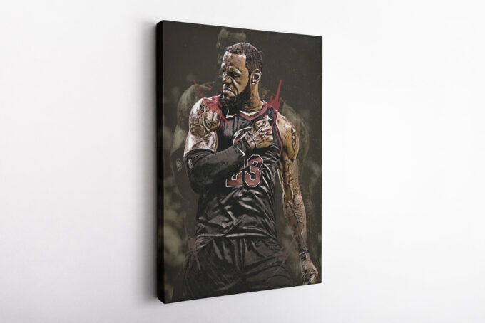 Lebron James Poster Painting Cleveland Cavaliers Canvas Unique Design Wall Art Print Hand Made Ready to Hang Custom Design