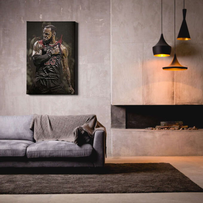 Lebron James Poster Painting Cleveland Cavaliers Canvas Unique Design Wall Art Print Hand Made Ready to Hang Custom Design
