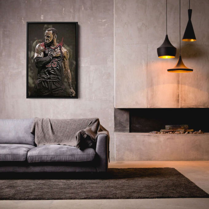 Lebron James Poster Painting Cleveland Cavaliers Canvas Unique Design Wall Art Print Hand Made Ready to Hang Custom Design
