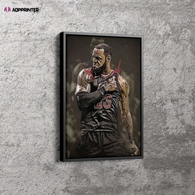 Lebron James Poster Painting Cleveland Cavaliers Canvas Unique Design Wall Art Print Hand Made Ready to Hang Custom Design