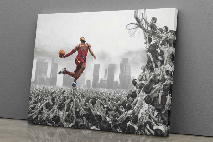Lebron James Supremacy Poster Cleveland Cavaliers Basketball Canvas Unique Design Wall Art Print Hand Made Ready to Hang Custom Design